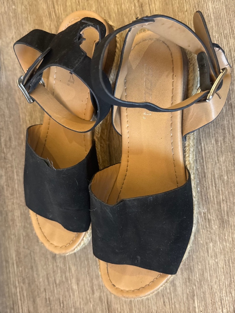 Black wedge sandals